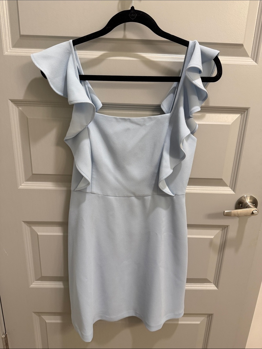Light Blue Ruffle Sleeve Women's Dress